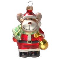 CHRISTBAUMSCHMUCK Rentier als Santa Mehrfarbig 9cm (Glas / 1 Stk.) - Multicolor, Glas (5/9/4cm) - Krebs Glas Lauscha