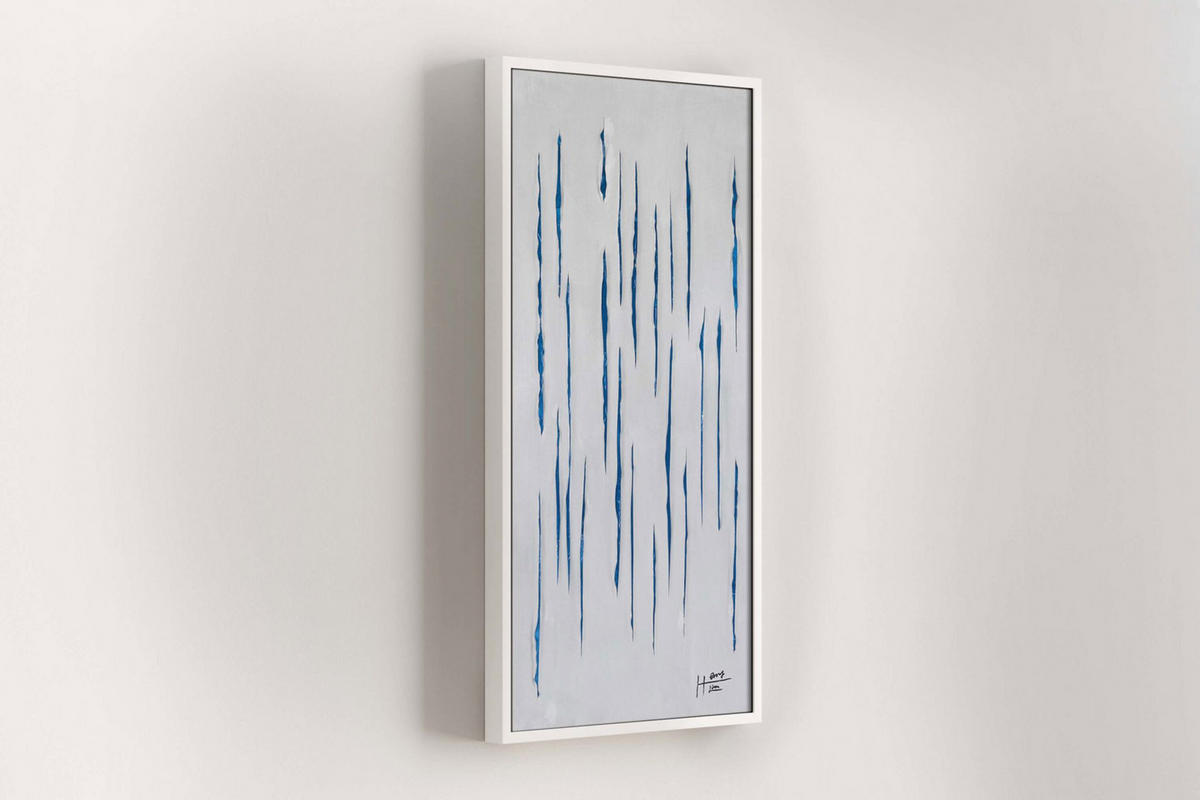 ACRYLBILD HANDGEMALT 60/120 cm - Blau/Weiß, Holz/Textil (1.6/120cm) - KUNSTLOFT