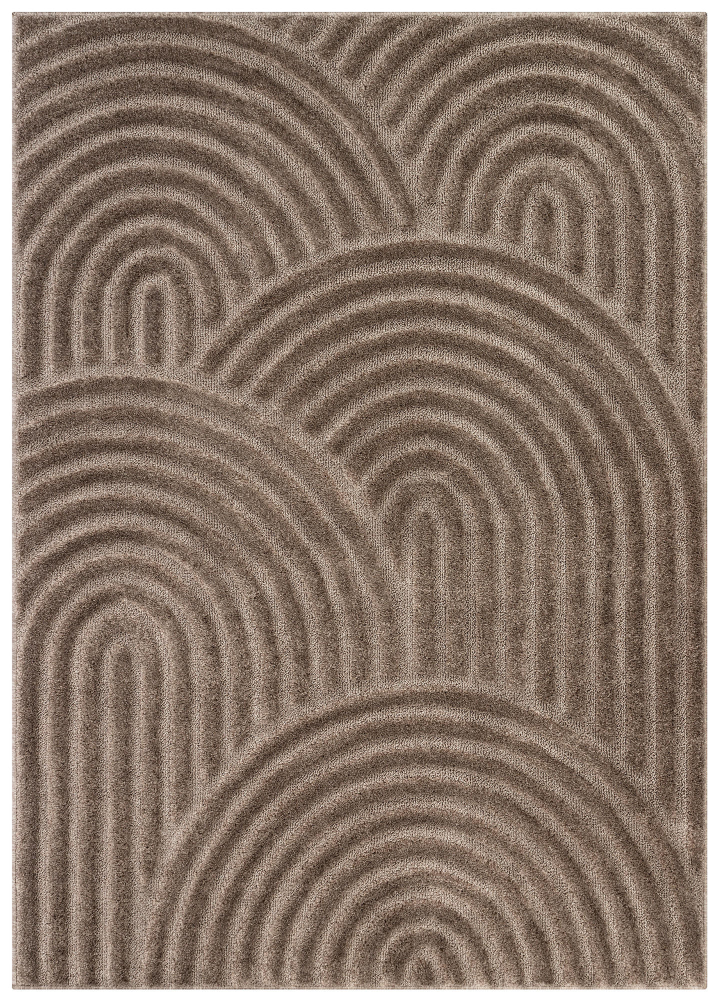 KURZFLORTEPPICH LINEA taupe Wellenmuster 3D-Struktur 160/220 cm - Taupe, Textil (160/220cm) - Tapiso
