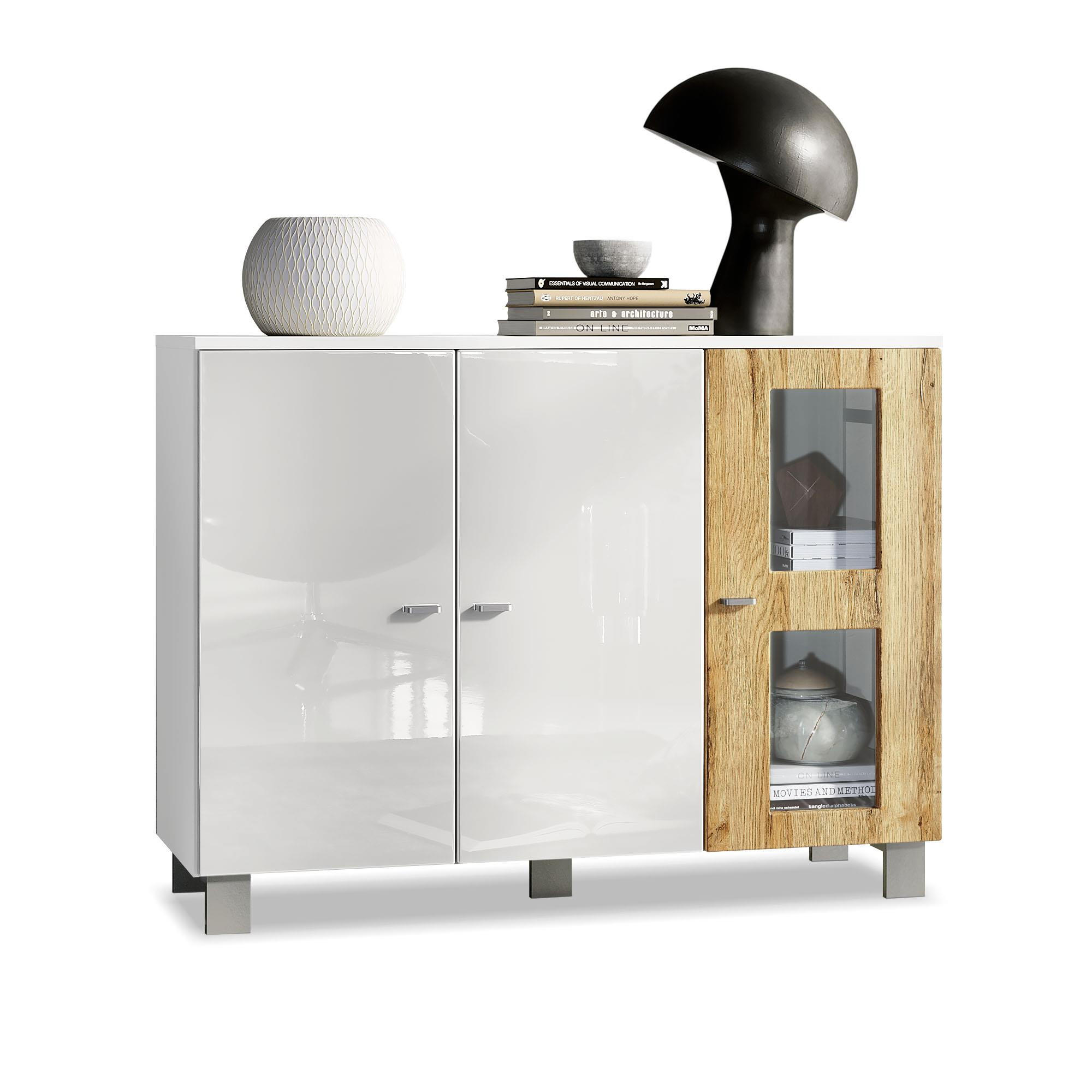 SIDEBOARD Denjo Tür in Eiche Natur - Eichefarben, Holzwerkstoff (107/81/35cm) - Vladon