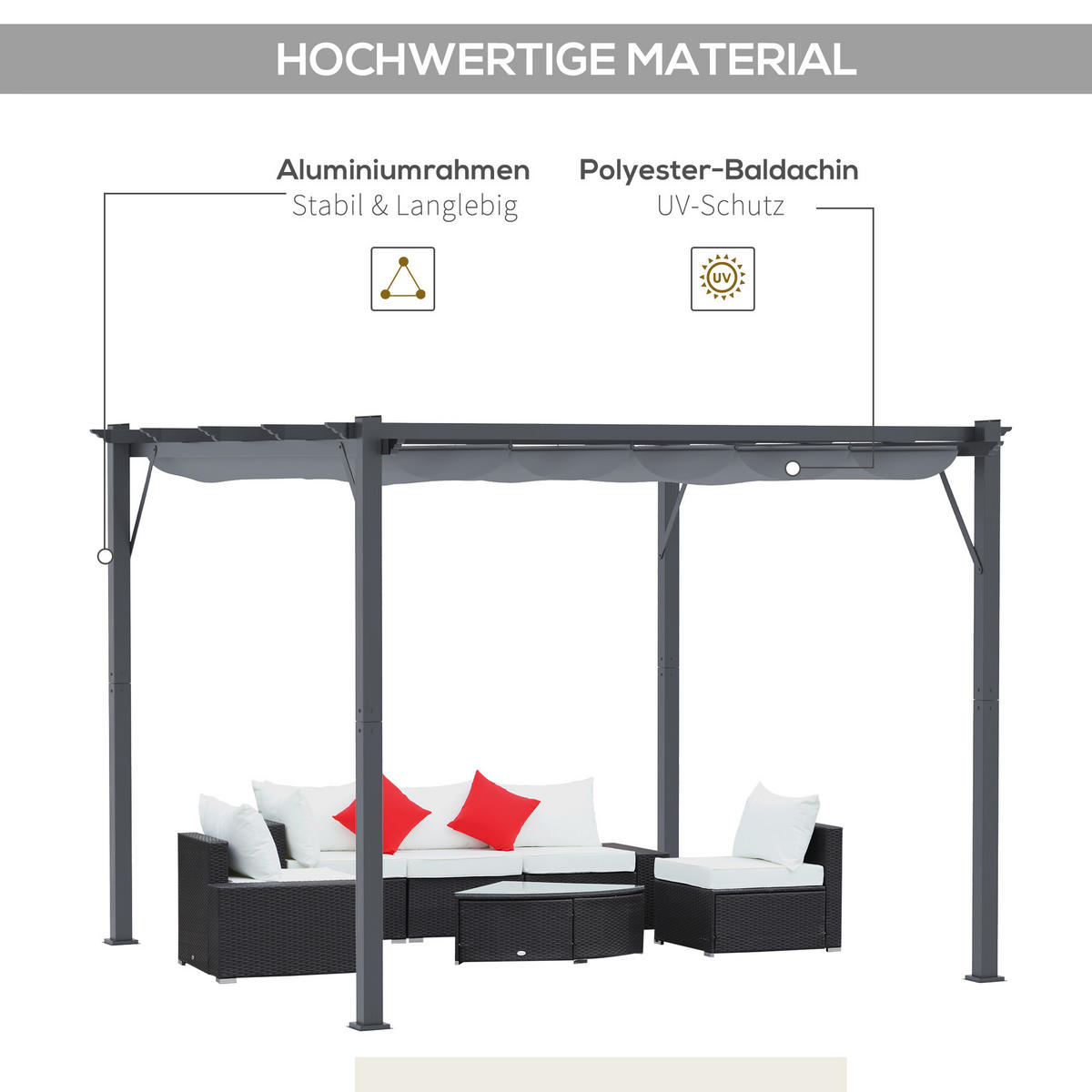 PAVILLON Alu Kohlegrau+Dunkelgrau - Dunkelgrau, Kunststoff/Metall (300/223/300cm) - Outsunny