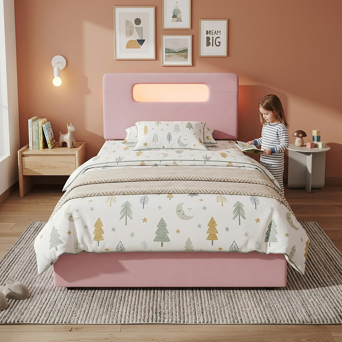 KINDERBETT 90/200 cm Rosa - Pink, Textil