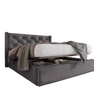 POLSTERBETT 140/200 cm mit Bettkasten und gepolstertem Kopfteil in Grau - Grau, Textil (140/200cm) - BEAOK