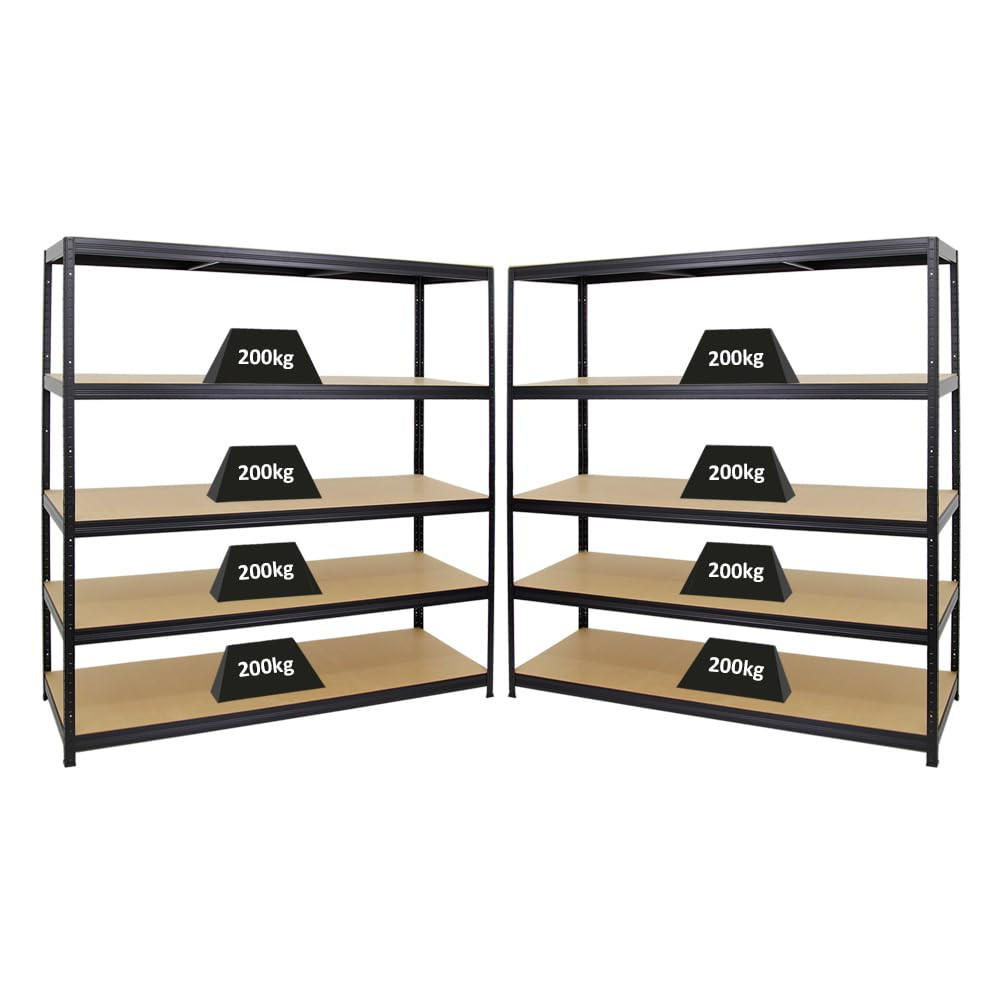SCHWERLASTREGAL Giant Elephant 2er-Set mit 2x 180x180x60 cm Fachlast 200 kg Schwarz - Schwarz, Metall (360/180/60cm) - PROREGAL