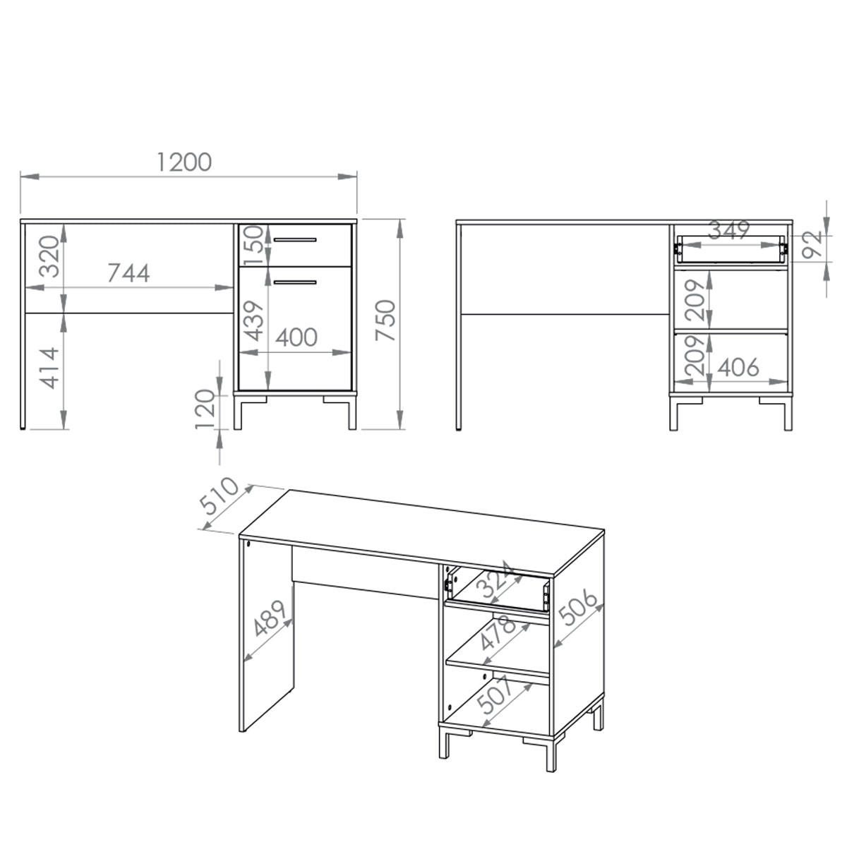 SCHREIBTISCH Liora Holz - Braun, Holzwerkstoff (120/51/75cm) - Petits-meubles