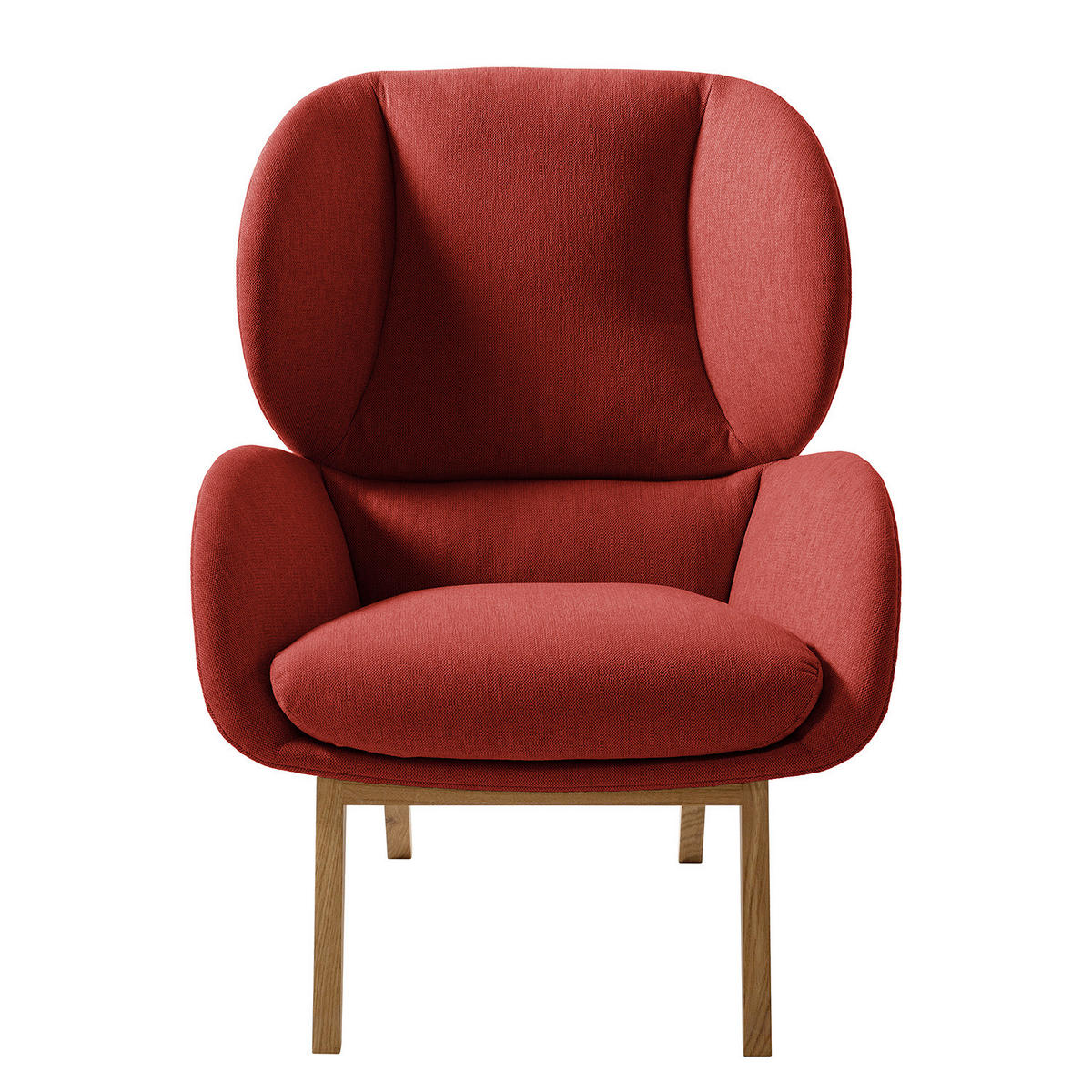 SESSEL - Eichefarben/Rot, Eichenholz/Textil (82/102/90cm) - home24