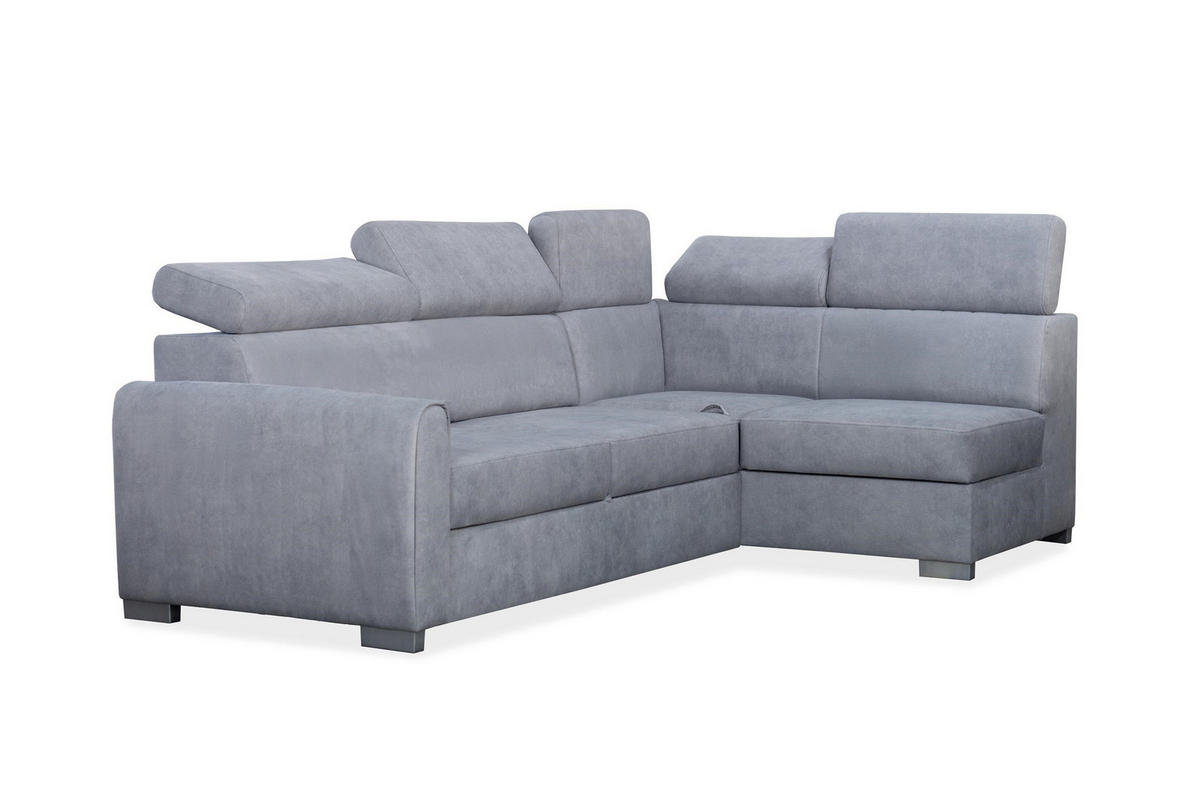 ECKSOFA Covo Grau, mit Schlaffunktion und verstellbaren Kopfstützen, rechte seite - Grau, Holzwerkstoff (253/156cm) - Bettso