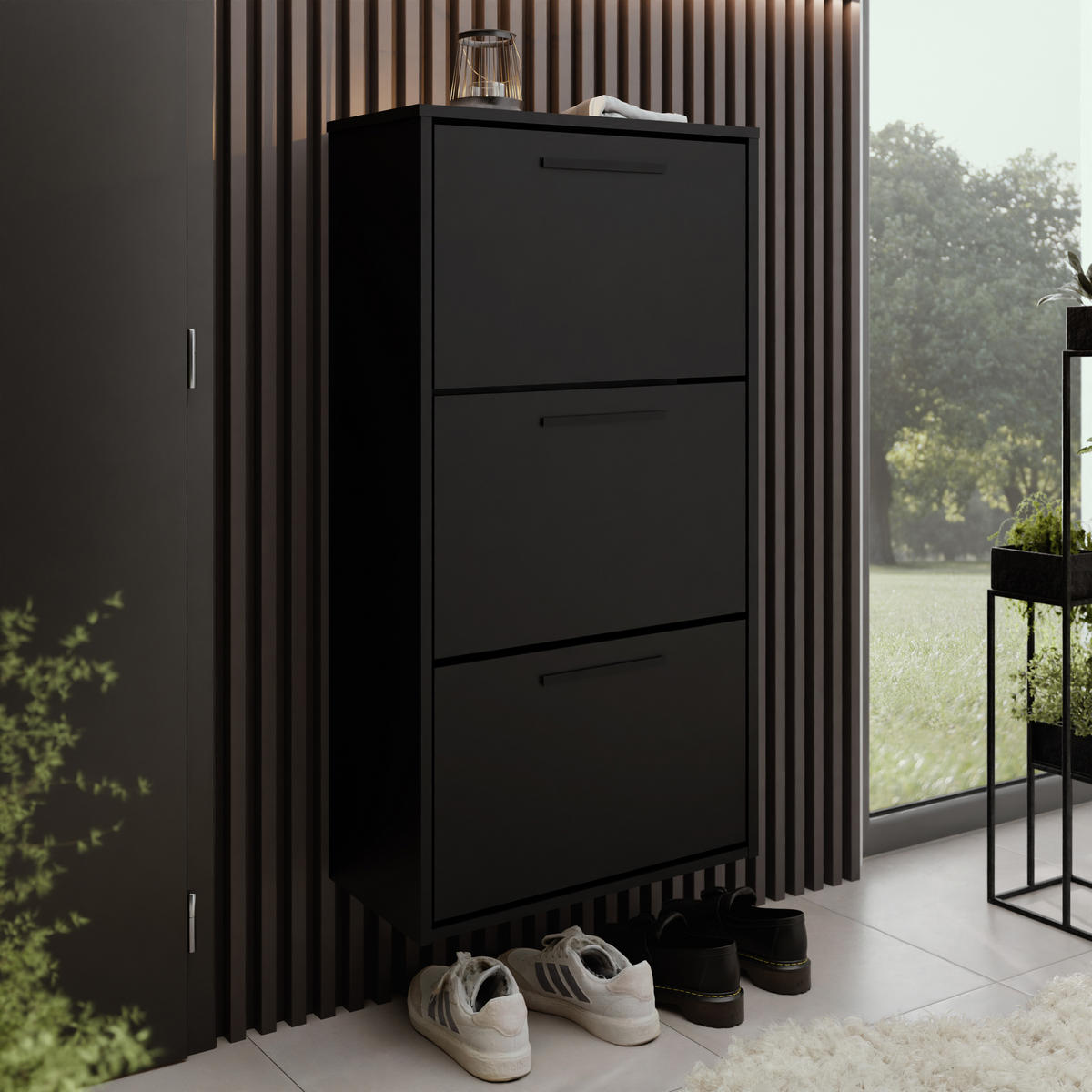 SCHUHSCHRANK Asper SCHUHSCHRANK Asper Schwarz - Schwarz, Holzwerkstoff (59/114.6/24cm) - Kier Furniture