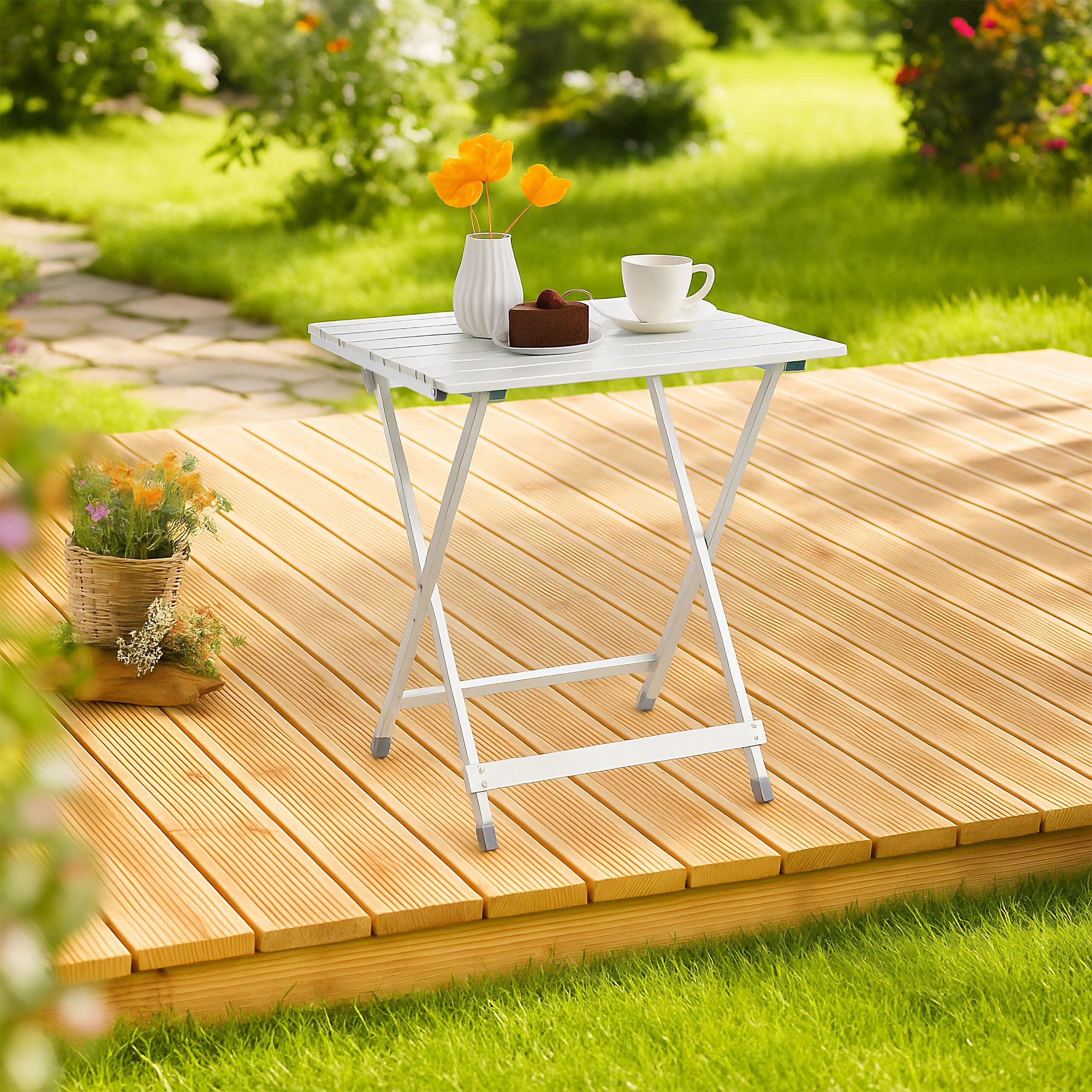 KLAPPTISCH - Silberfarben, Metall (47.5/50/59.5cm) - Relaxdays