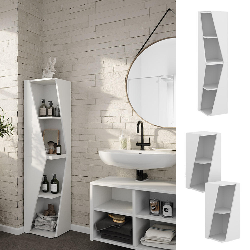 BADSCHRANK Benno Weiß 31.6 x 70.5 cm mit 3 Ablagen - Weiß, Holzwerkstoff (31.6/70.5/31.6cm) - Vicco