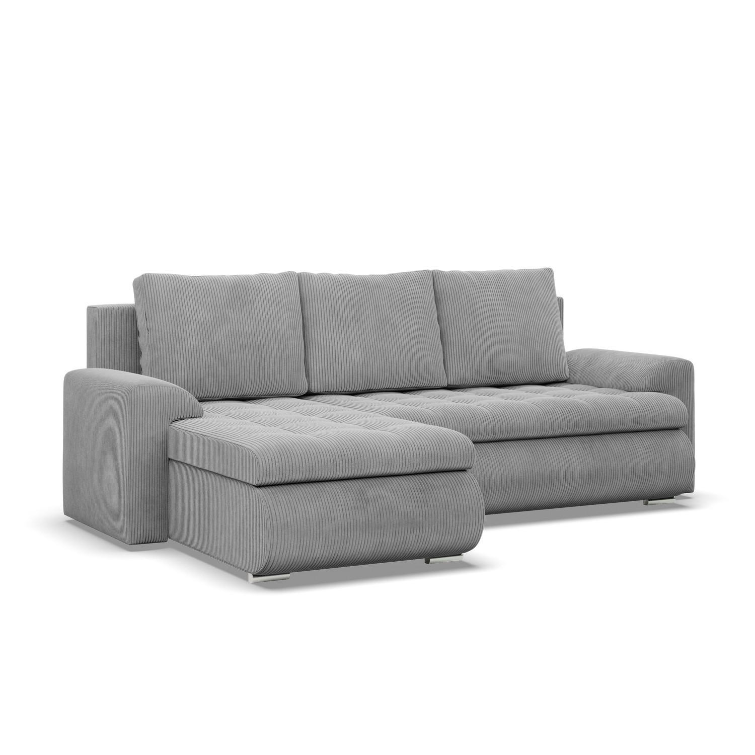 ECKSOFA LINKS MIT SCHLAFFUNKTION FORESTA, Cord - Grau - Grau, Textil (230/159cm) - Mebligo