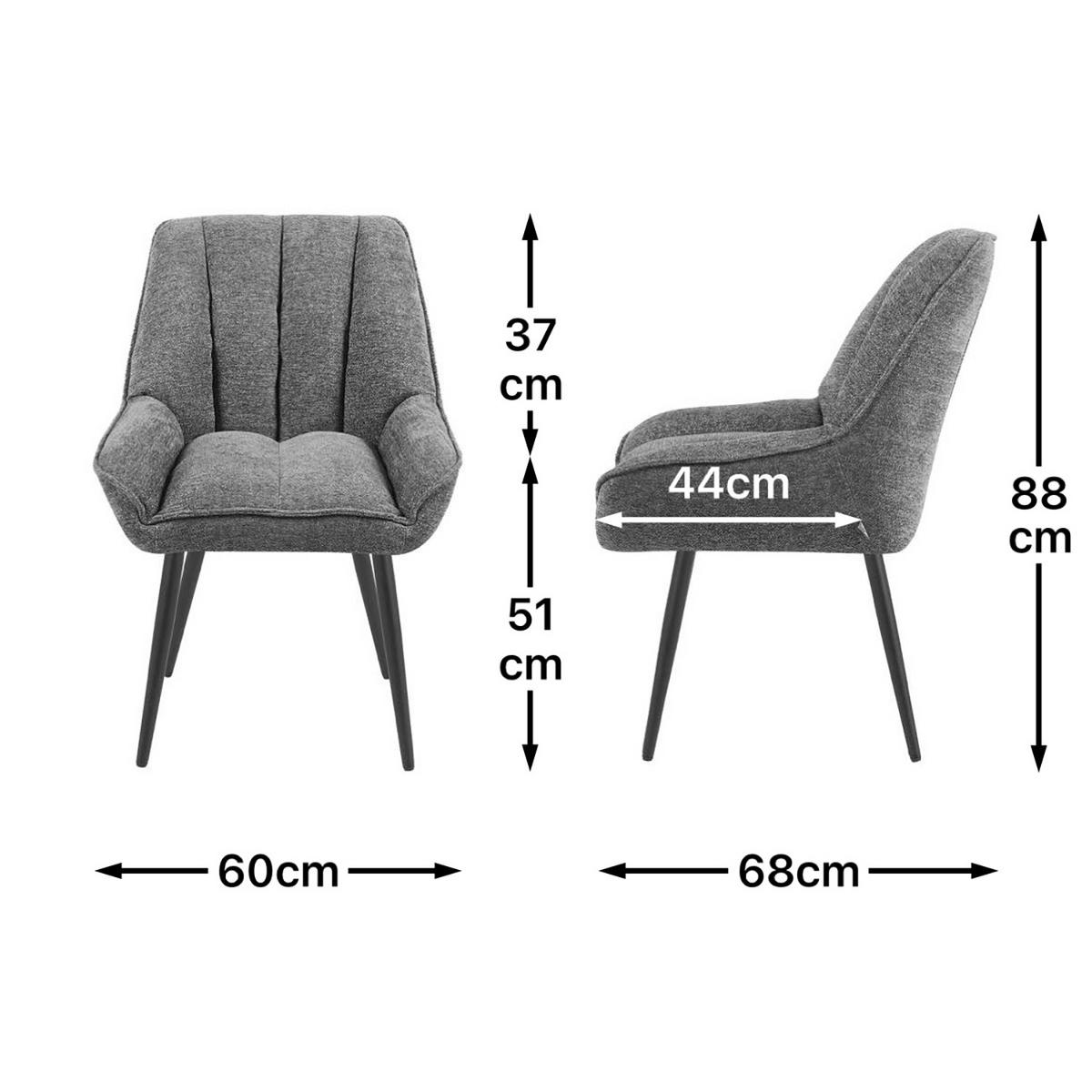 ESSZIMMERSTUHL Mika-Tara - Schwarz/Grau, Textil/Metall (60/88/68cm) - DUBI Möbel