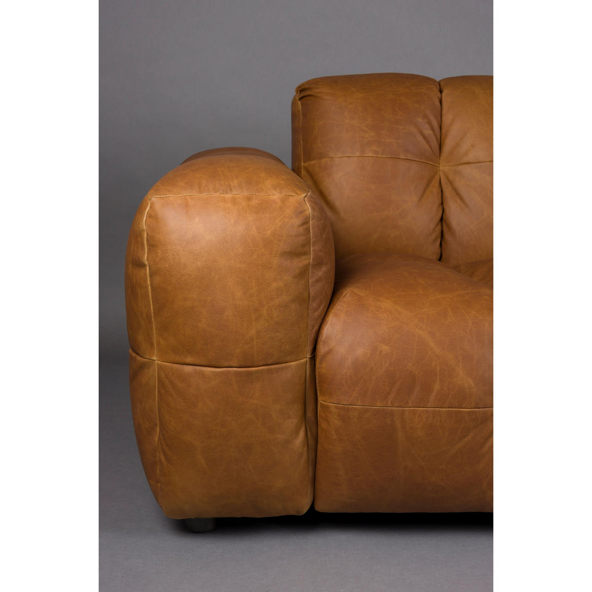 SOFA 3-SITZER Hackman Leder Cognac/ Braun - Cognac/Braun, Leder (264/84/102cm) - Dutchbone