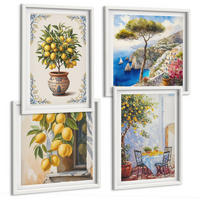 BILDER SET 4er Set - 50x50 cm & 40x60 cm Weißer Rahmen - Zitronenbäume in der Sonne - Weiß, Kunststoff (50/50cm) - TULUP