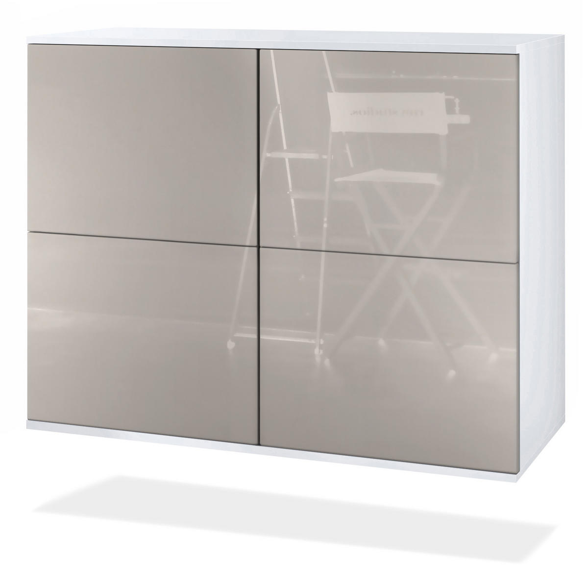 KOMMODE Rova Sandgrau Hochglanz - Sandfarben, Holzwerkstoff (92.5/73.5/35cm) - Vladon