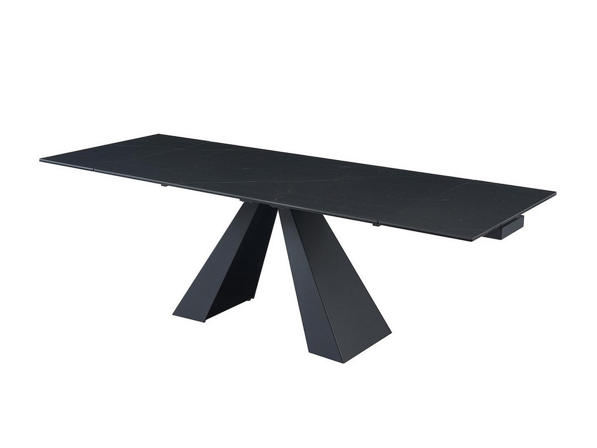 AUSZIEHBARER Tisch - 8 , 10 -Sitzer - Sicherheitsglas - schwarz - LOZIPA - Schwarz, Glas (90/240/76cm) - Vente-Unique