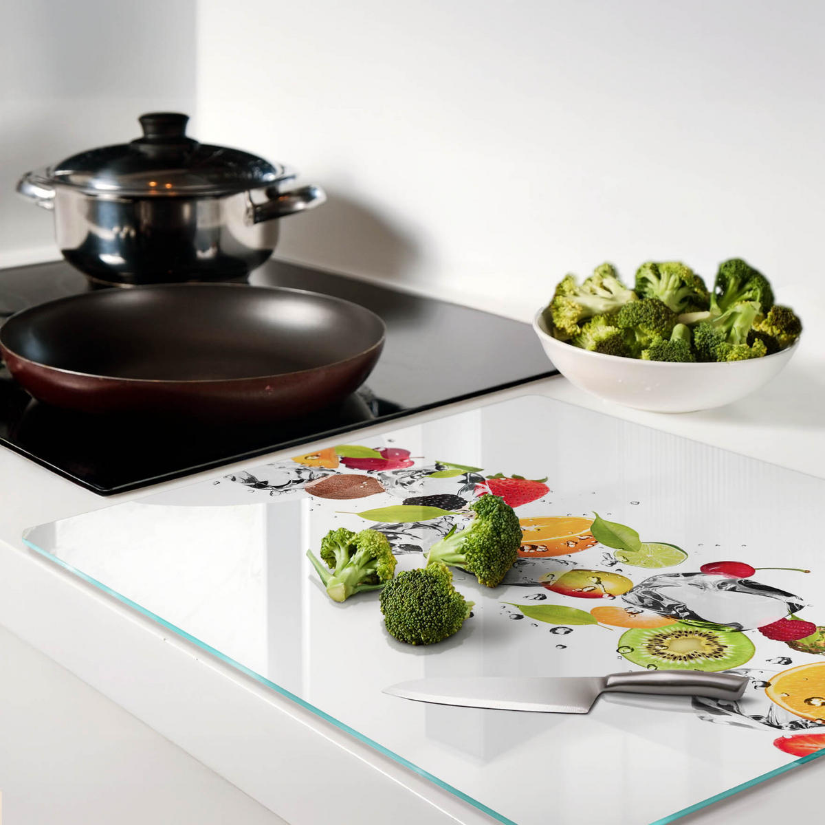 GLASPLATTE 60x52 cm Obst und Wasser - Multicolor, Glas (60/0.4/52cm) - TULUP