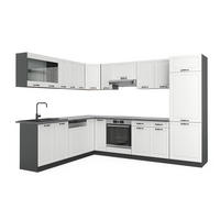 ECKKÜCHE R-Line Weiß Landhaus/Anthrazit 227 x 287 cm ohne AP - Anthrazit/Weiß, Holzwerkstoff (287/81.6/46cm) - Vicco