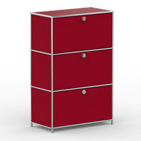 HOCHSCHRANK, 3 Schubladen, Schloss, Breite 77 cm, Rubinrot - Chromfarben/Silberfarben, Metall (40/118/77.2cm) - Versee