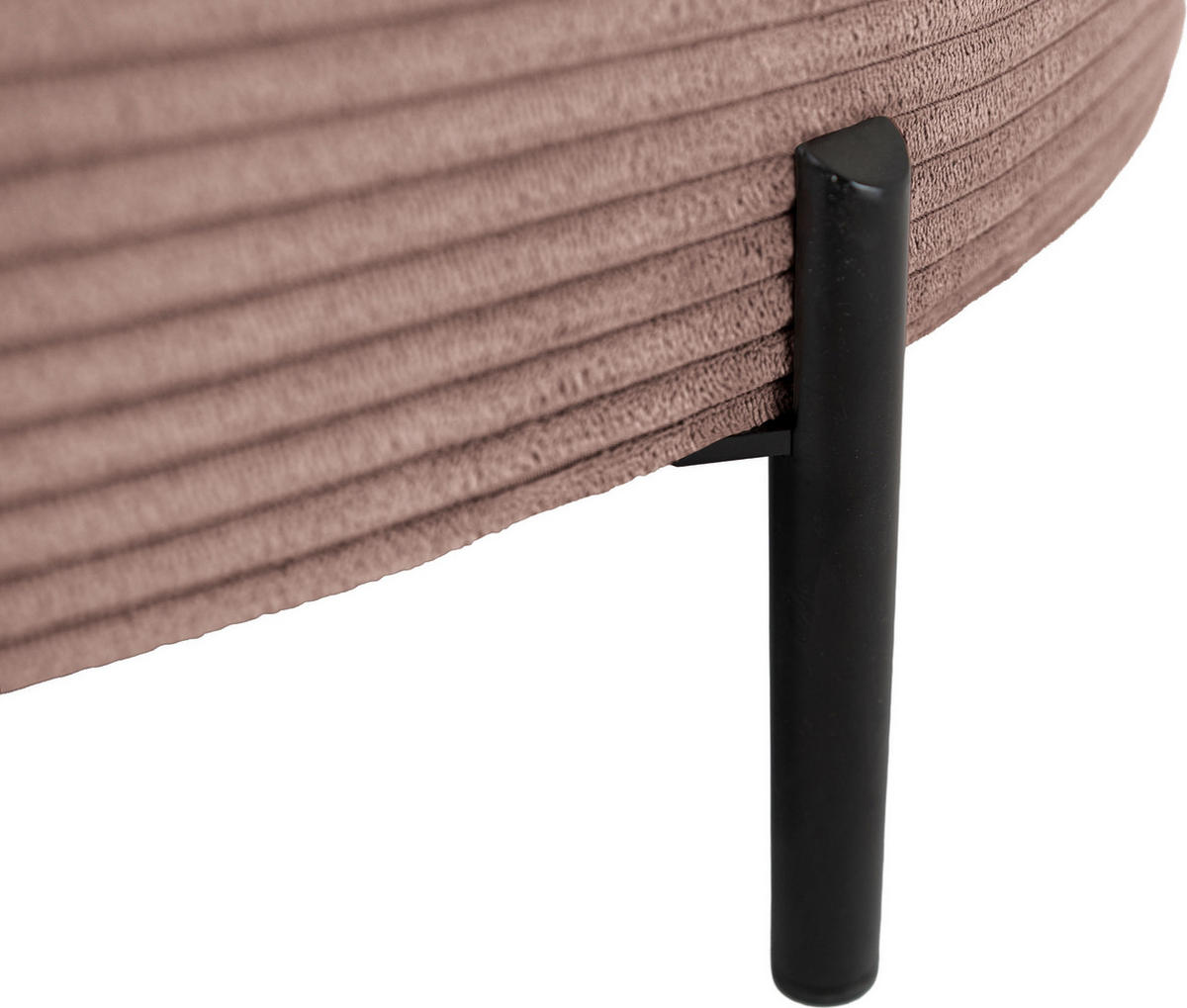 ECKSOFA Hana Loft 3-Sitzer Ecke Links, Cordstoff Chenille, Altrosa Rosa 241/80/168 cm - Schwarz/Rosa, Textil/Metall (241/168cm) - WFL GROUP