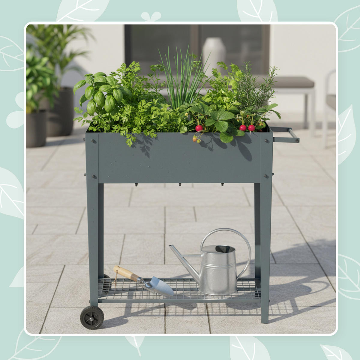 GREDICA - antracit, metal/plastika (85/80/50cm) - Relaxdays