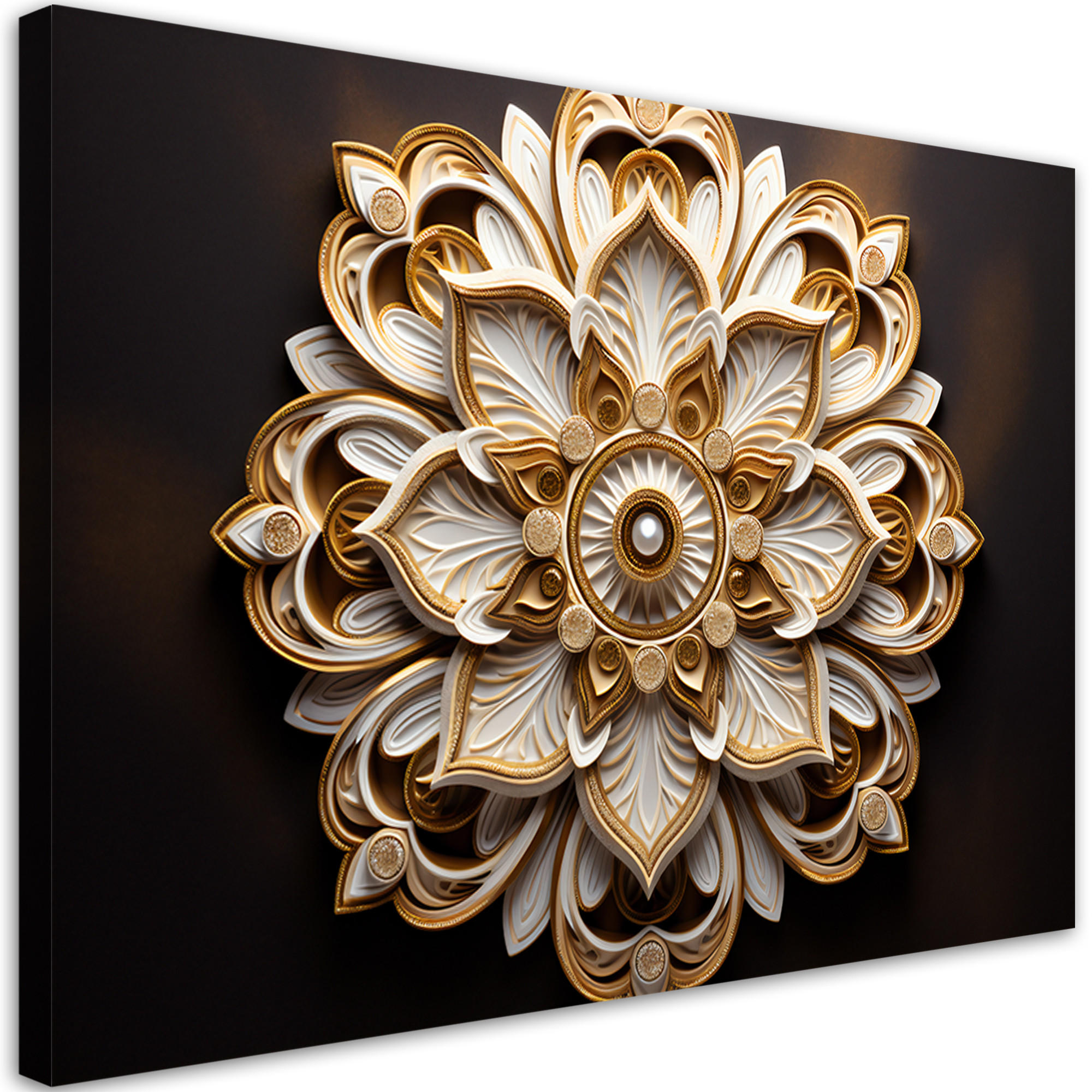 WANDBILD ai abstrakte goldene blume 3d - Beige, Textil (60/40cm) - Feeby