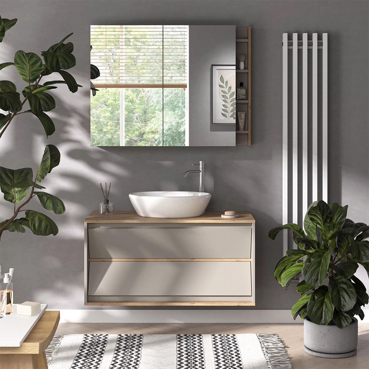 KOUPELNOVÝ NÁBYTEK Edelin Kašmír - kašmírová/světle šedá, kompozitní dřevo (100/50/45cm) - Vicco