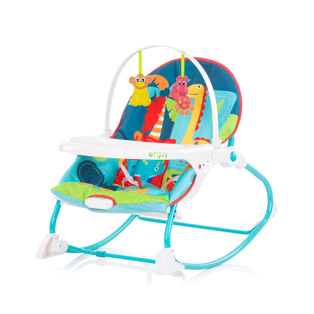 BABYWIPPE Enjoy blau Schaukelfunktion, Musikfunktion, Vibration, 3-Punkt-Gurt, Spielbogen - Grün, Metall - Chipolino