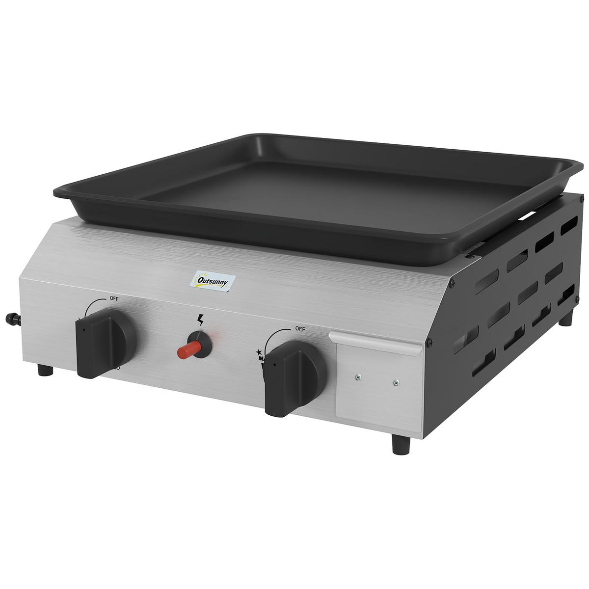 PLANCHA DE-18613 2 Brenner, 4,8 kW, transportabel - Silberfarben, Metall (44.5/19/44cm) - ComfortXL