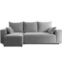 ECKSOFA Tobi mit Bettkasten und Schlaffunktion, L-Form, Velourstoff, Universal - Grau, Holzwerkstoff (246/145cm) - 4ALL HOME
