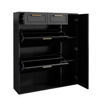SCHUHSCHRANK 95/107/24 cm Schwarz aus Spanplatte mit verstellbaren Regalböden - Schwarz, Holzwerkstoff (95/107/24cm) - OKMYHOME