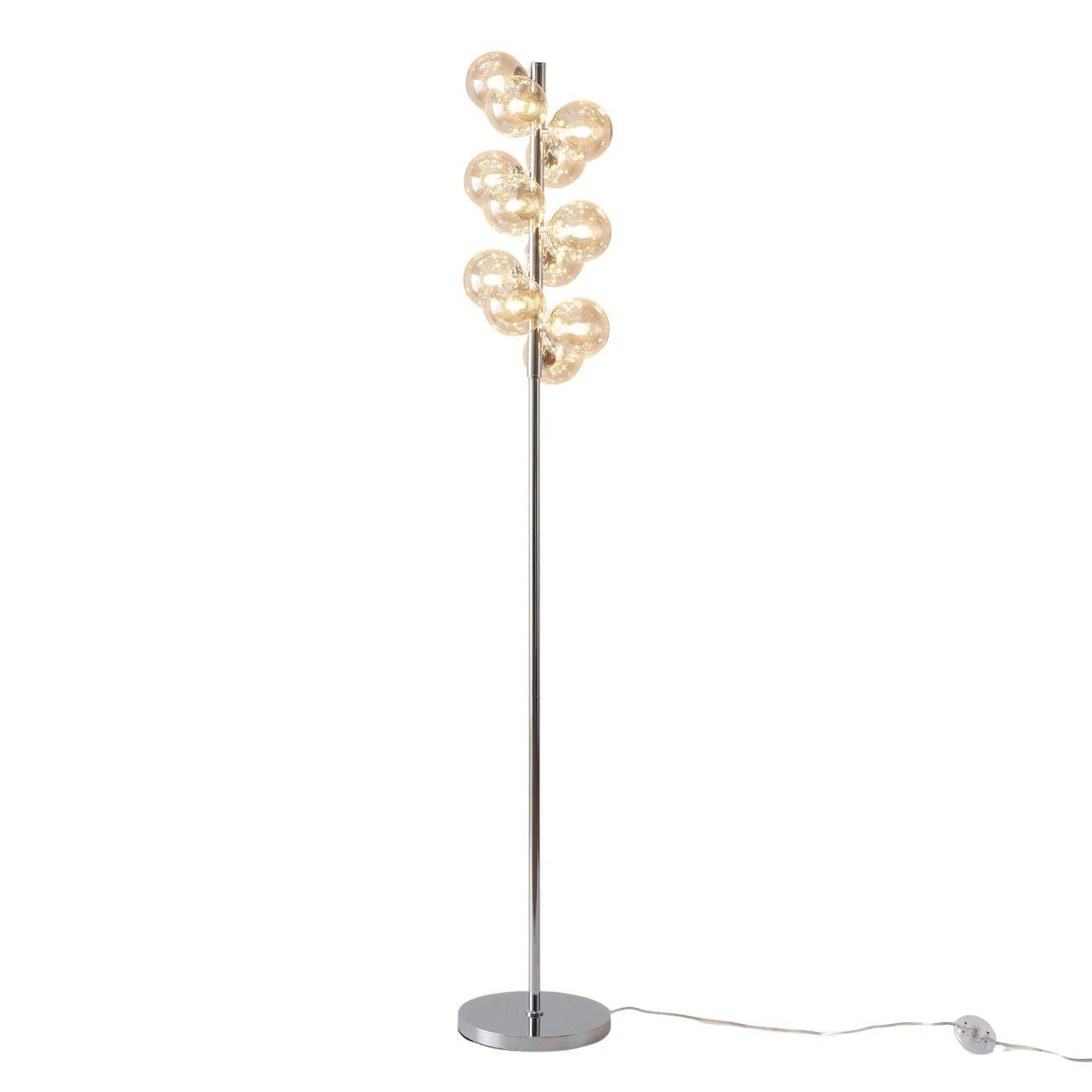 STEHLEUCHTE Ambrosia, Chrom und Bernstein, 157.5cm - Bernsteinfarben, Glas (26/26/157.5cm) - KOSILUM