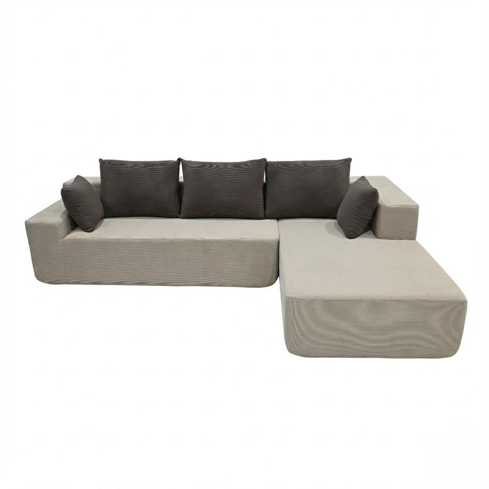 ECKSOFA Luna Sand Braun 3-Sitzer Rechts - Braun, Textil (267/175cm) - COCO Living