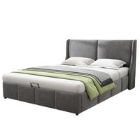 POLSTERBETT 140/200 cm grau aus Samt mit Stauraum - Grau, Textil (140/200cm) - OKMYHOME