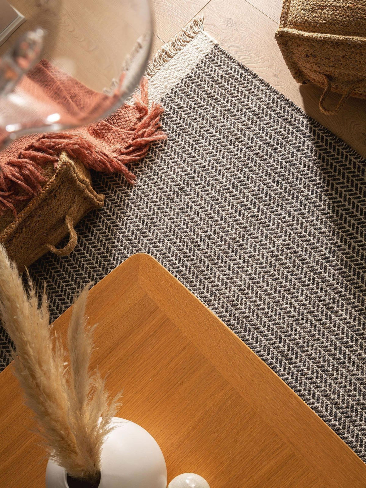 WOLLTEPPICH Kim Schwarz/Weiß 120x170 cm - Schwarz/Weiß, Textil (120/1cm) - KUNSTLOFT