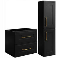 WASCHBECKUNTERSCHRANK + HÄNGESÄULE CLASSIC 60cm Mattzwarte - Schwarz, Holzwerkstoff (60/58/46cm) - Rodan