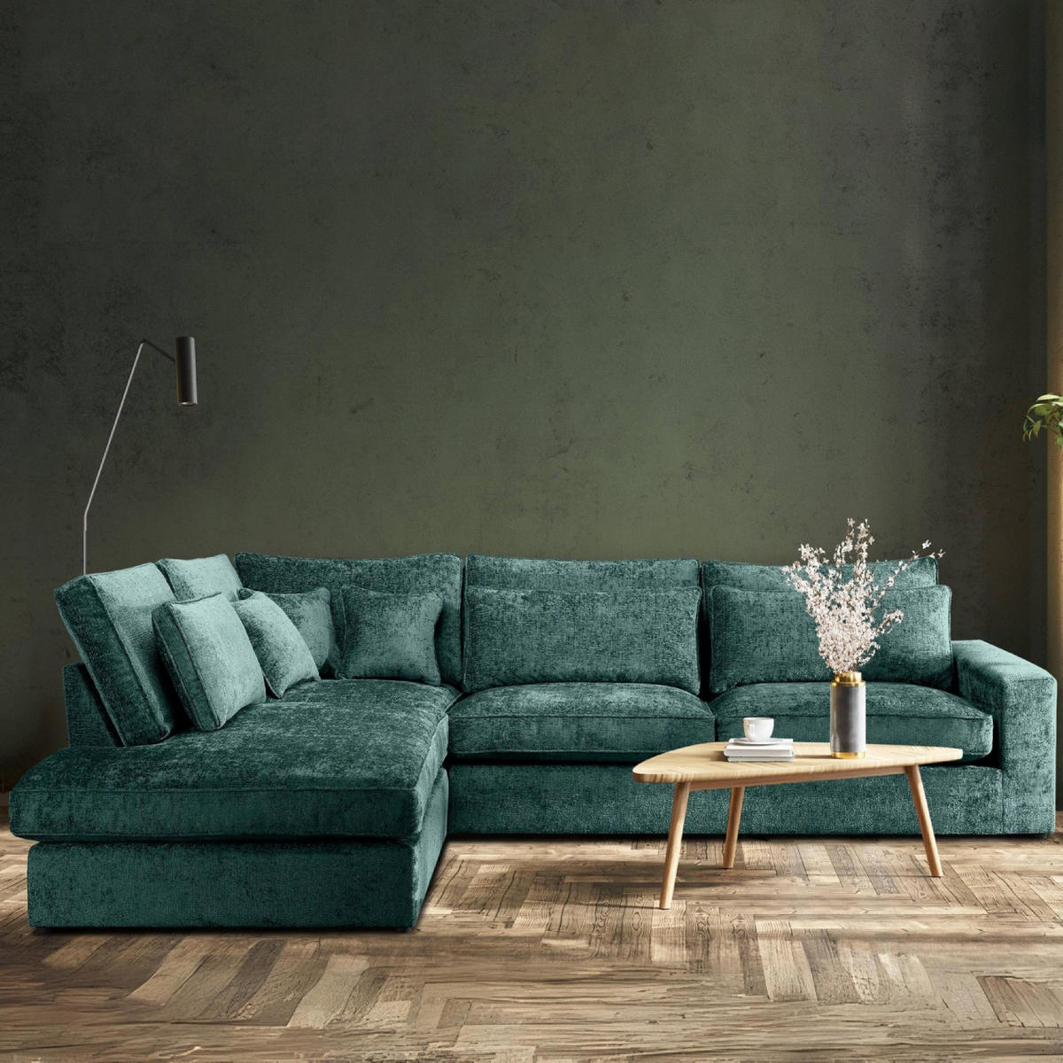ECKSOFA LINKS IMPERA Modern 4/5 Sitzer, Marineblau - Blau, Textil (314/224cm) - KONSIMO®