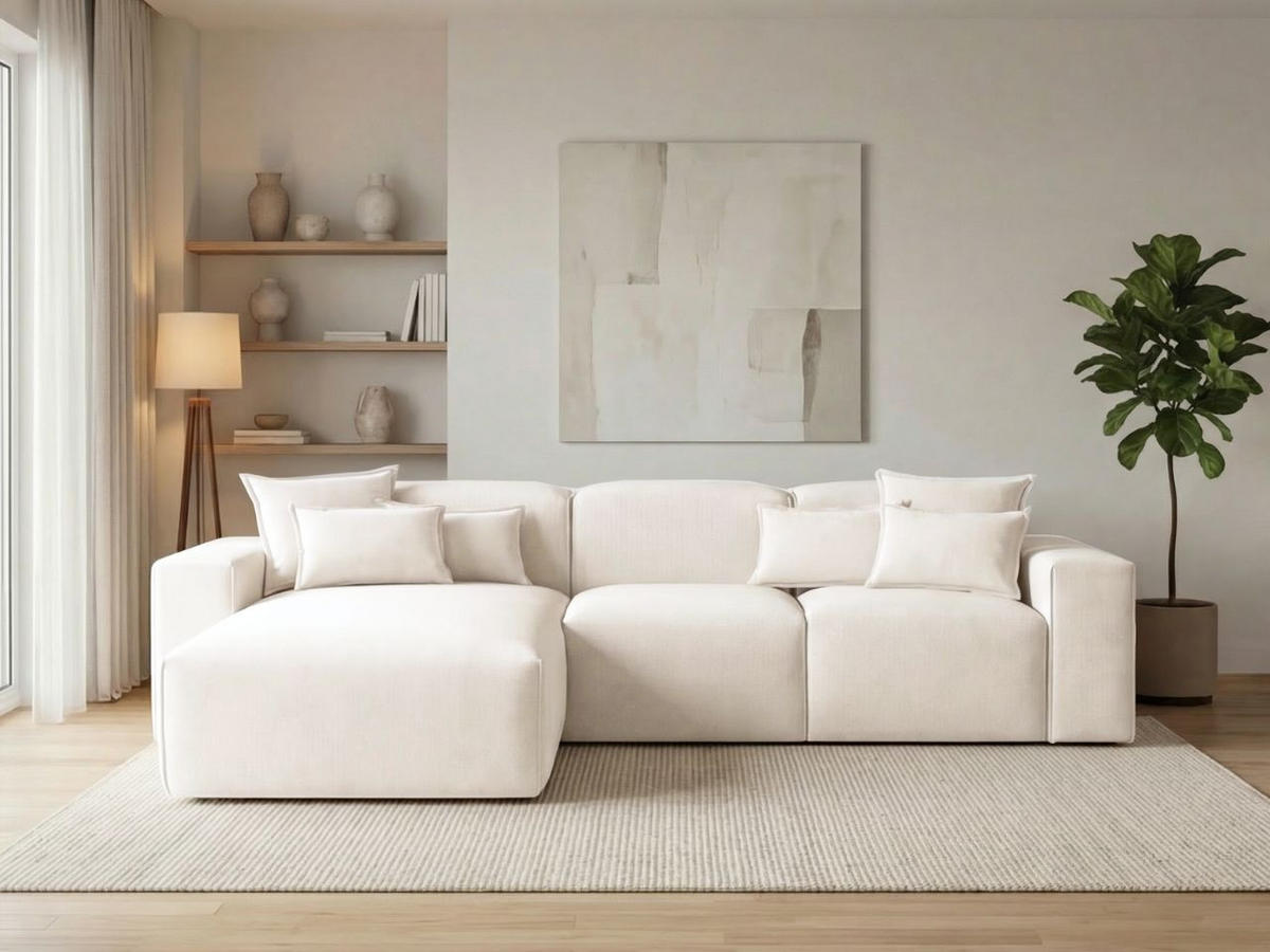 ECKSOFA Leni Creme Links - Creme, Holz/Textil (265/180cm) - Graingold