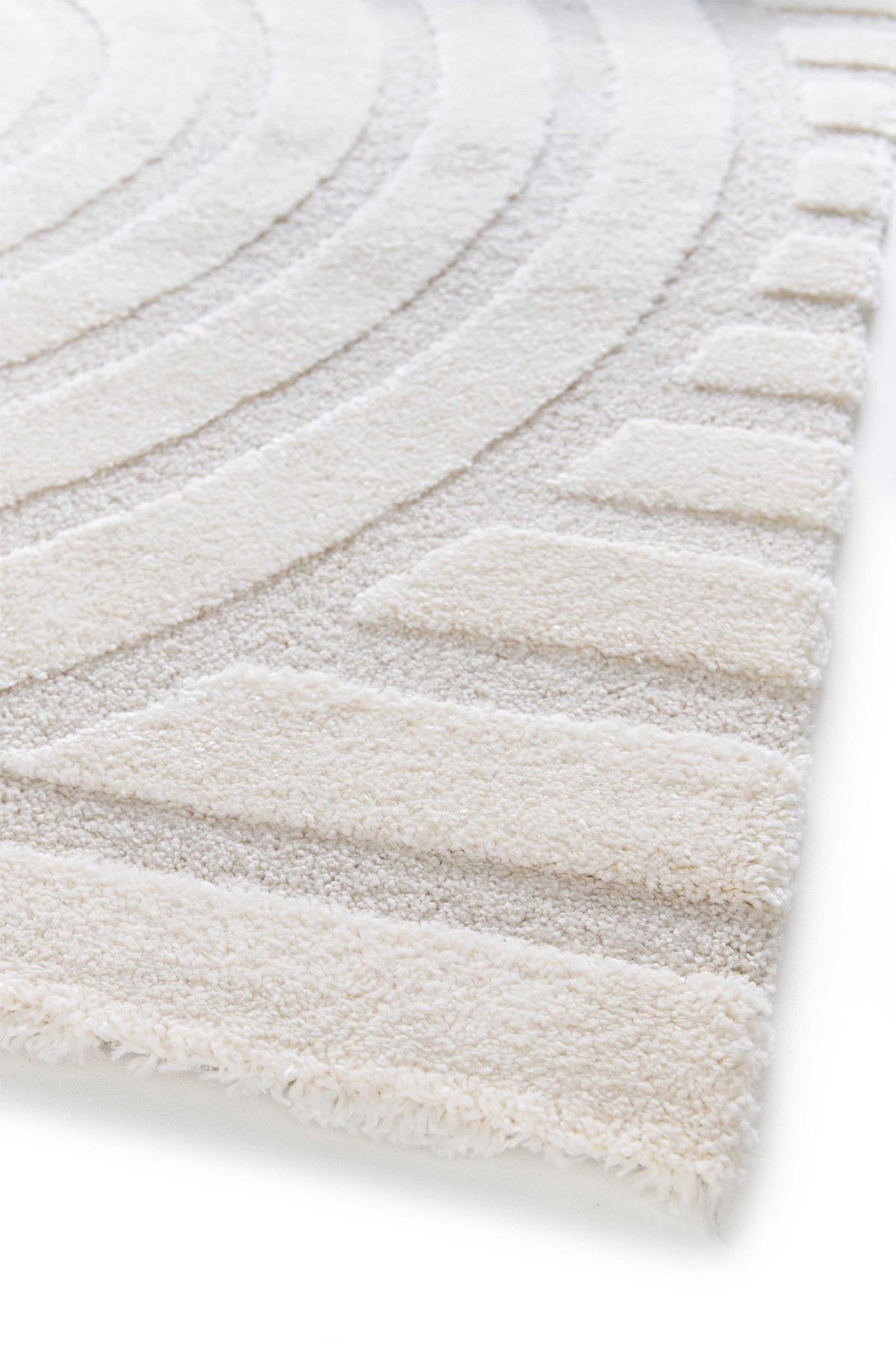 WEBTEPPICH Mit Relief In Weiß Snowy 120/170 cm - Weiß, Naturmaterialien/Textil (120/170cm) - Atticgo