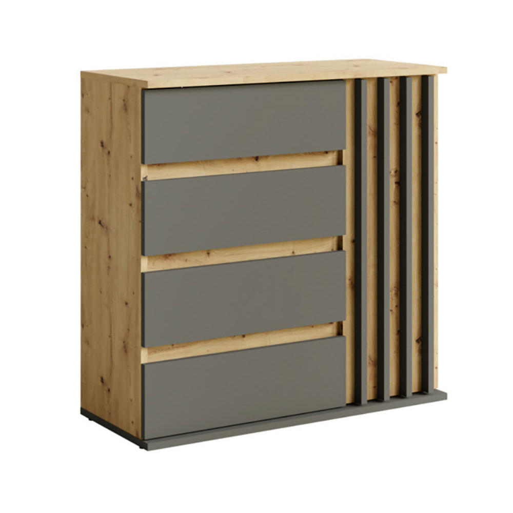 KOMMODE Doris artisan eiche graphitgrau 80 cm / 34 cm / 80 cm - Anthrazit/Braun, Holz/Holzwerkstoff (80/80/34cm) - Feldmann-Wohnen