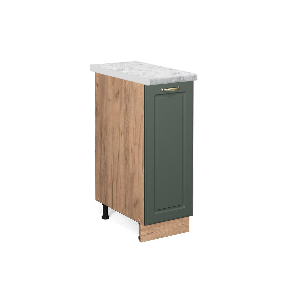 APOTHEKERUNTERSCHRANK Fame-Line Grün-Gold Landhaus 30 cm, AP Marmor - Eiche Wotan/Grün, Holzwerkstoff (30/82/60cm) - Vicco