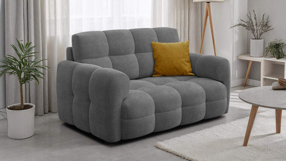 SOFA MELLOW 2-Sitzer, grau - Schwarz/Grau, Holz/Textil (153/87/98cm) - Wozimo