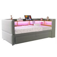 SCHLAFSOFA ausziehbar 90/180x190 cm Flanell Hellgrau - Hellgrau, Metall (90/190cm) - Meubliv