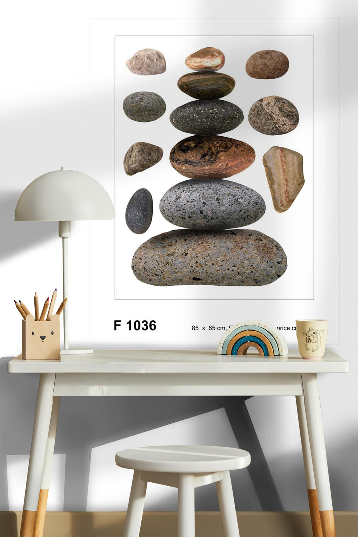WANDTATTOO Kieselsteine 85 x 65 cm - Grau, Papier (85/65/65cm) - Sanders & Sanders