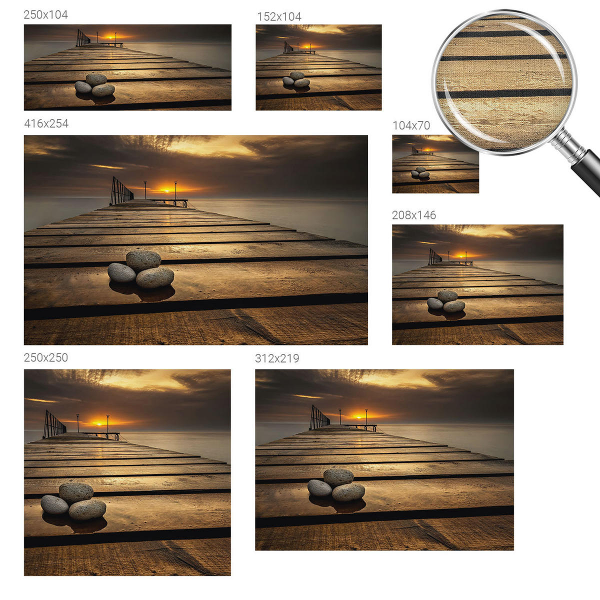 FOTOTAPETE 104x70 cm - Sonnenuntergang - Braun, Textil (104/70cm) - Wallfluent