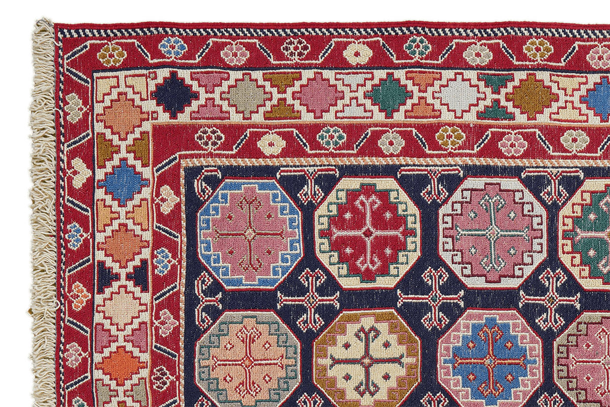 HANDWEBTEPPICH Sumak Shahsavan Blau 142/103 cm Schurwolle - Blau, Textil (103/142cm) - Looma