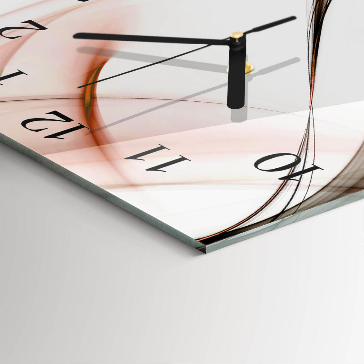 WANDUHR 30x30 cm - Abstraktion - Braun, Glas (30/30/0.4cm) - TULUP