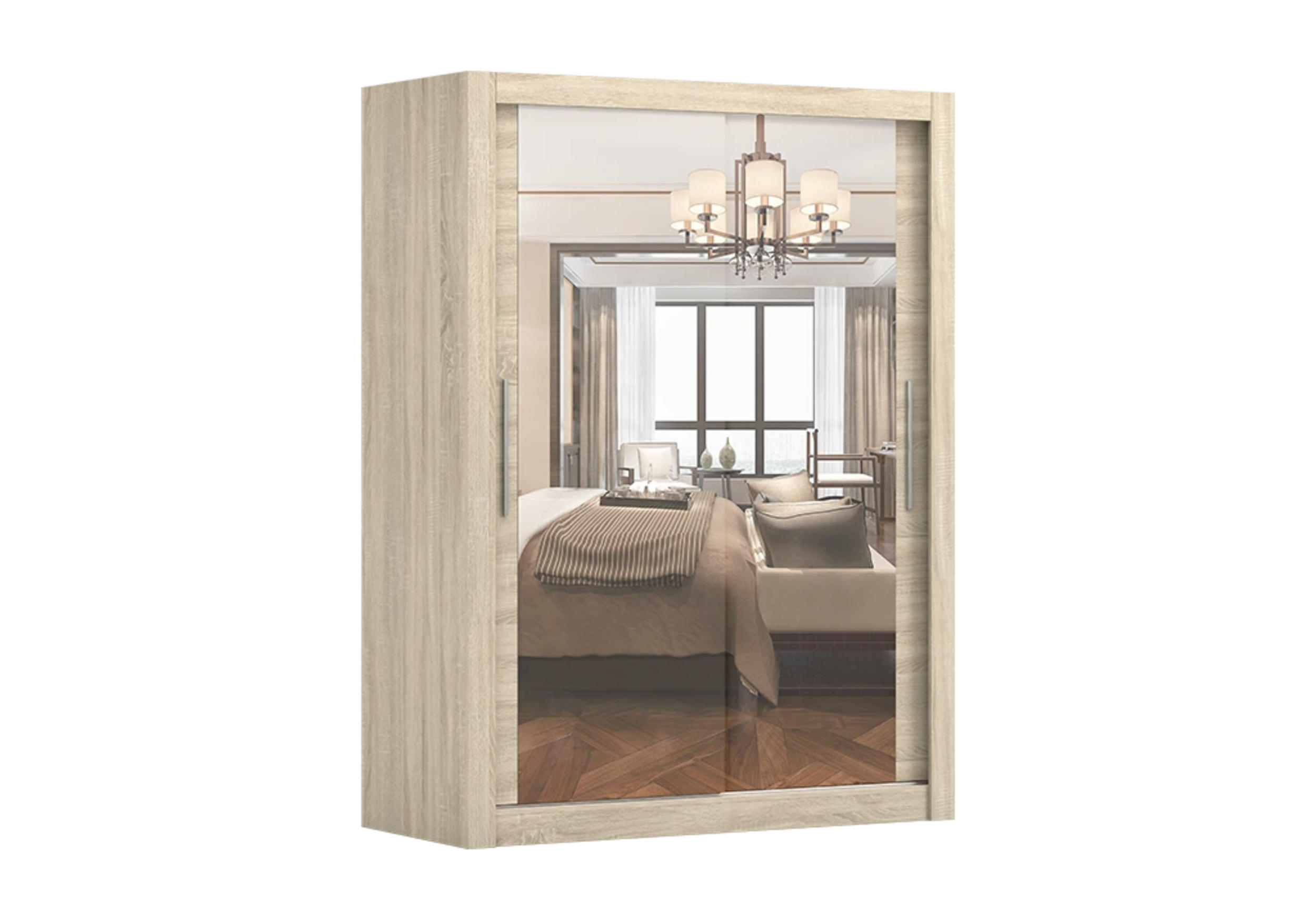 SCHIEBETÜRENSCHRANK - Milko 180 Sonoma - Sonoma Eiche, Holzwerkstoff/Metall (180/215/64cm) - Möblo