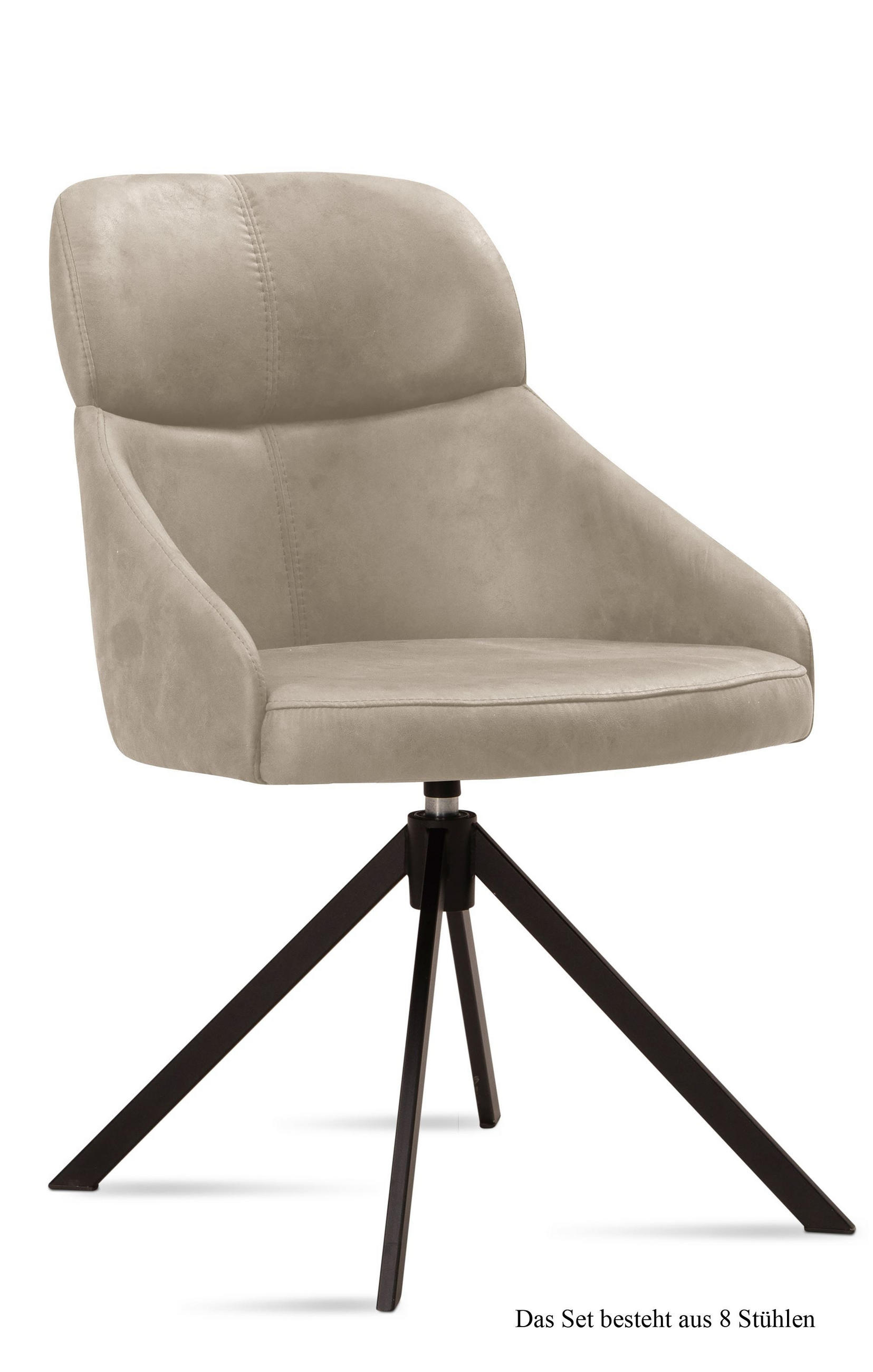 ESSZIMMERSTUHL drehbar (8er-Set) Derska 52x82x63 Schwarz/Natur - Schwarz/Naturfarben, Kunststoff (63/82/52cm) - 58aufmkessel