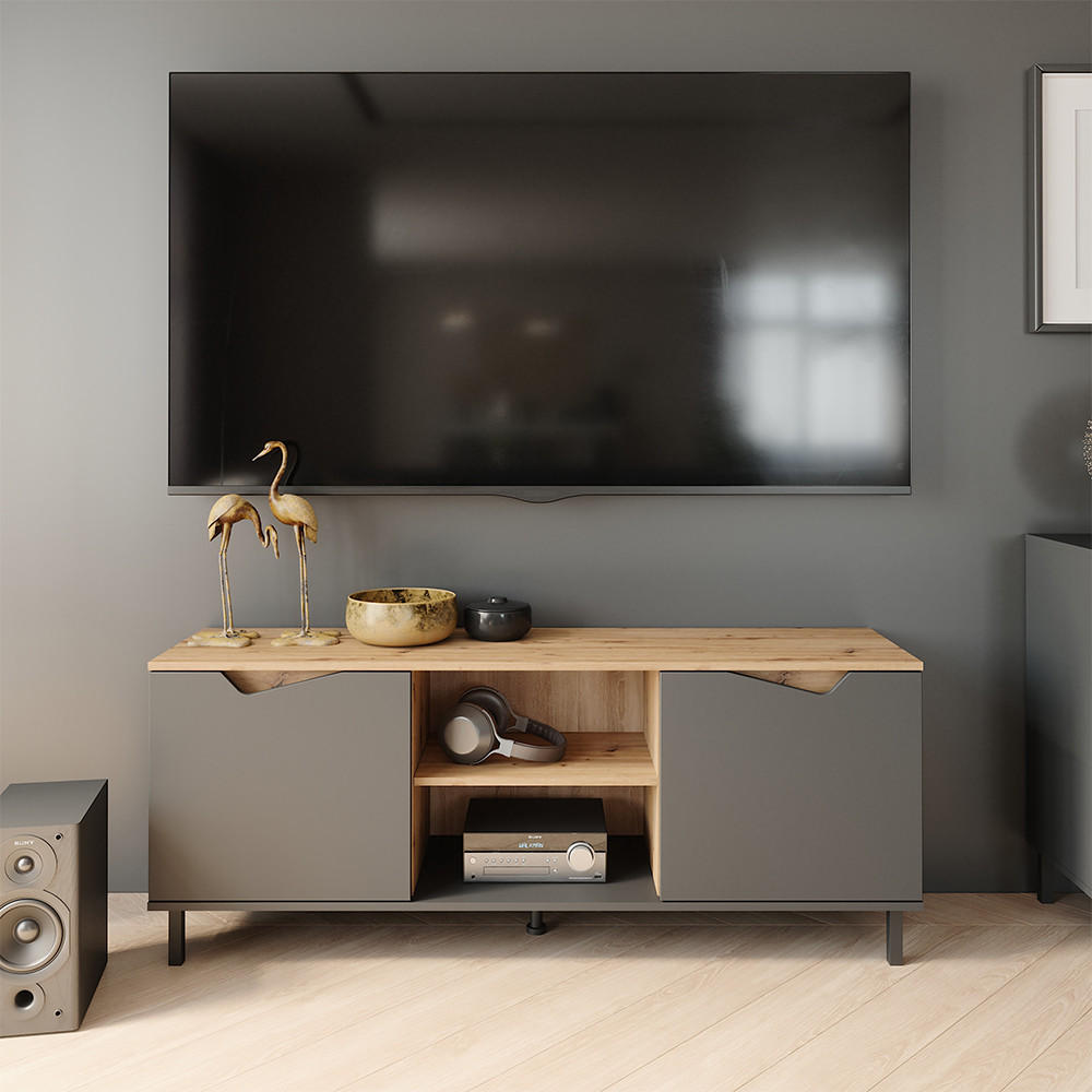 NÍZKÝ NÁBYTEK POD TELEVIZI Marelle Antracit/Artisan - světle šedá/antracitová, kompozitní dřevo (150/60/38cm) - Vicco